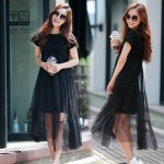 [soonyour] 2017 summer style fashion Loose Splice Fake two straight Dress Female free shipping 209B