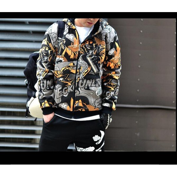 sweatshirt man 2016 brand men's Winter new men's hip-hop graffiti printed hooded sweatershirts plus size xl xxl 3xl 4xl 5xl 