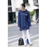vestidos 2016 Fashion Spring Autumn Women's Clothing long coat Denim Jacket Long Loose Holes Women Jacket