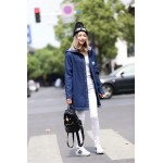 vestidos 2016 Fashion Spring Autumn Women's Clothing long coat Denim Jacket Long Loose Holes Women Jacket