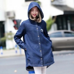 vestidos 2016 Fashion Spring Autumn Women's Clothing long coat Denim Jacket Long Loose Holes Women Jacket