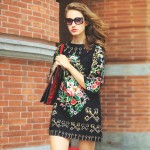 vestidos casual dress women's 2018 fashion black print elegant spring summer short one-piece dress half sleeve free shipping XXL