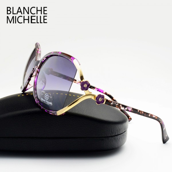 vintage flower polarized sunglasses women brand designer 2016 luxury uv400 oversized sun glasses spots oculos feminino with box