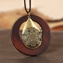 vintage woman Necklaces jewelry statement necklaces & pendants wooden pendant collares mujer choker necklace women Long Necklace