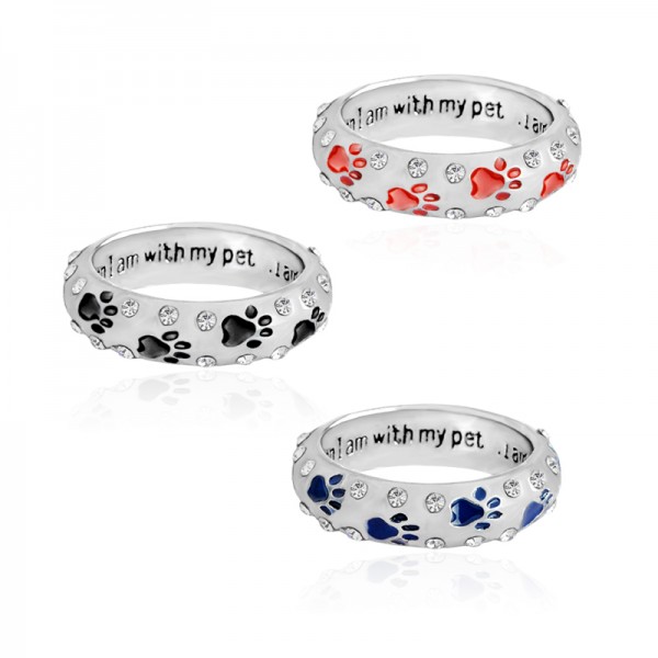 when I am with my pet,,,I am complete Animal Pet Ring Dog paw footprints Simple Jewelry Ring For Dog parent Free Shipping