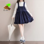 women Artistic Corduroy lace dress autumn and spring Retro vintage plus size elegant woolen loose female women party dress