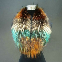 women Scarves & Wraps winter fur scarves Colorful real raccoon fur collars for coat red ,pink green,purple ,yellow