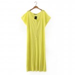 women beach style short sleeve maxi dress sexy loose side split O neck solid ladies summer casual long dress plus size LT890