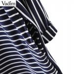 women elegant striped oversized long T shirt dress long sleeve o neck loose tees ladies autumn casual tops Camisetas LT1357