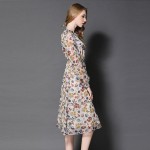 women midi print dress long sleeve 2017 summer dress midi floral dress women office dress