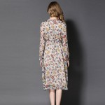 women midi print dress long sleeve 2017 summer dress midi floral dress women office dress