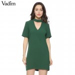 women sexy cut out V neck dress short sleeve mini dresses solid black green ladies summer casual streetwear vestidos QZ2628