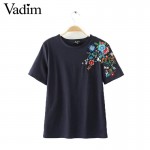 women sweet flower embroidery T shirt short sleeve o-neck summer fashion tees ladies streetwear casual tops camiseta DT967