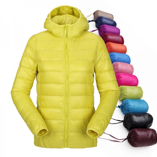 women ultra light down jacket hooded winter duck down jackets women slim long sleeve parka zipper coats 2017 AKITSUMA