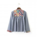 women vintage Boho embroidery jacket vintage loose retro pleated coat long sleeve color fur balls casual outwear tops CT1206