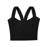 women's bandage crop top summer style solid candy color v-neck spaghetti strap tight sexy singlet lady's camis drop ship EV1529