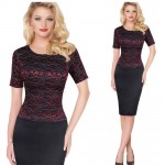 work dresses women plus size summer dress vintage elegant Womens Gold Line office lace Dress 2017 New fashion Tee Short sleeve