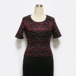 work dresses women plus size summer dress vintage elegant Womens Gold Line office lace Dress 2017 New fashion Tee Short sleeve