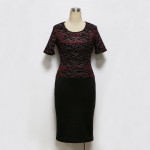 work dresses women plus size summer dress vintage elegant Womens Gold Line office lace Dress 2017 New fashion Tee Short sleeve
