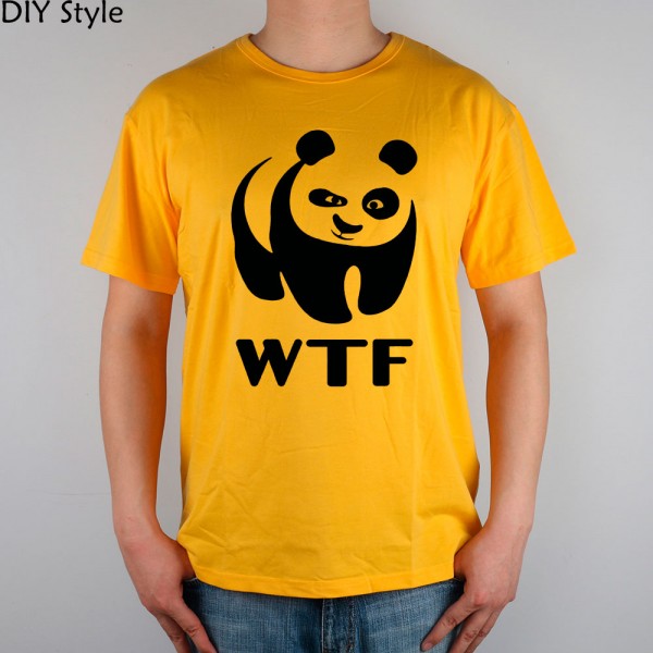 wwf WTF funny faces Panda T-shirt cotton Lycra top 8305 Fashion Brand t shirt men new DIY Style high quality
