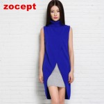 zocept 2016 Spring New Women's Clothing Cashmere Blend Long Vests Women Winter Outerwear Female Turn-down Collar Pullover Coats