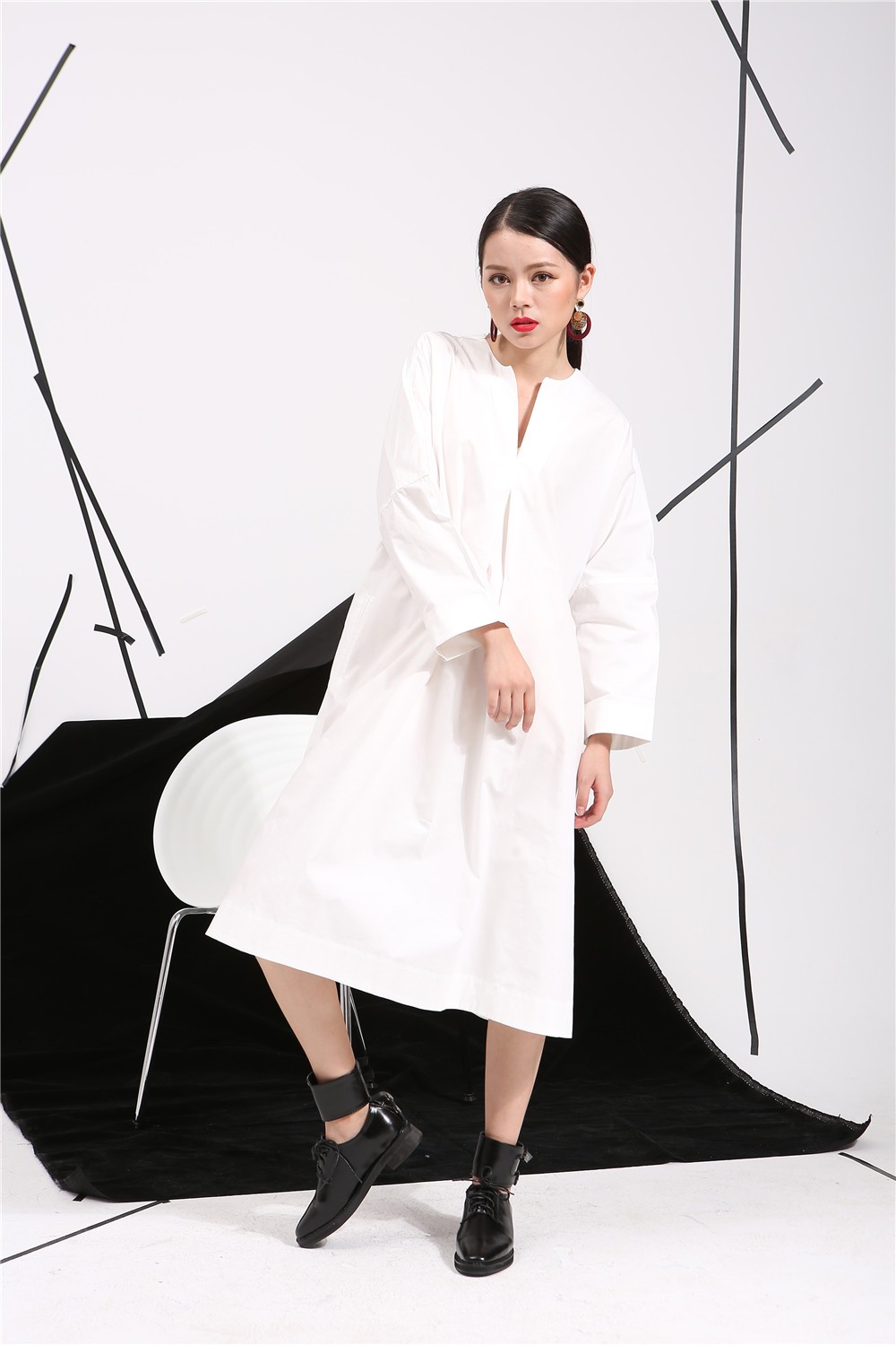 --2017-spring-summer-women-new-solid-color-deep-V-collar-long-sleeve-white-dress-white-cotton-shirt--32693632310