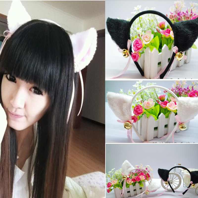 -2017-Women-Fashion-Charming-Lovely-High-Quality-WhiteBlack-Fox-Cat-Ear-Fur-Hair-Clip-Hairband-Bell--32252385291