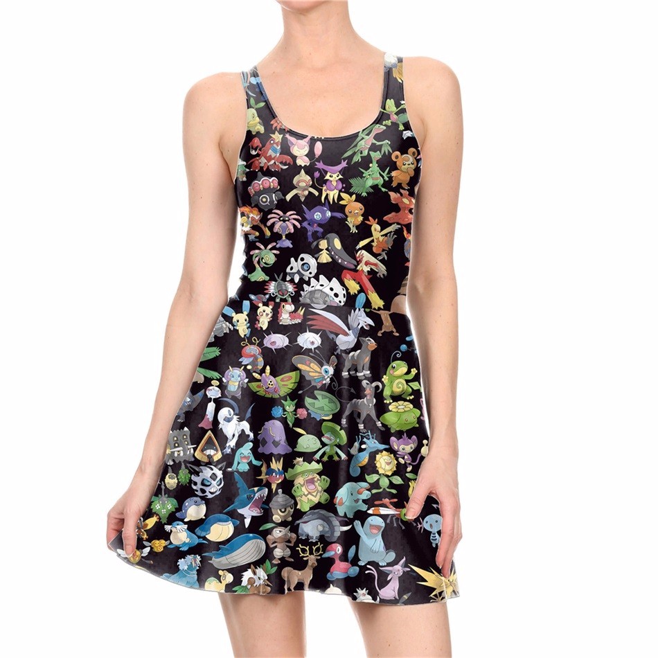 -Autunm-Dress-Sexy-Sleeveless-Women-Dresses-Pokemon-GO-Pikachu-Print-Vestidos-Woman-Skater-Dress-Wom-32745813143