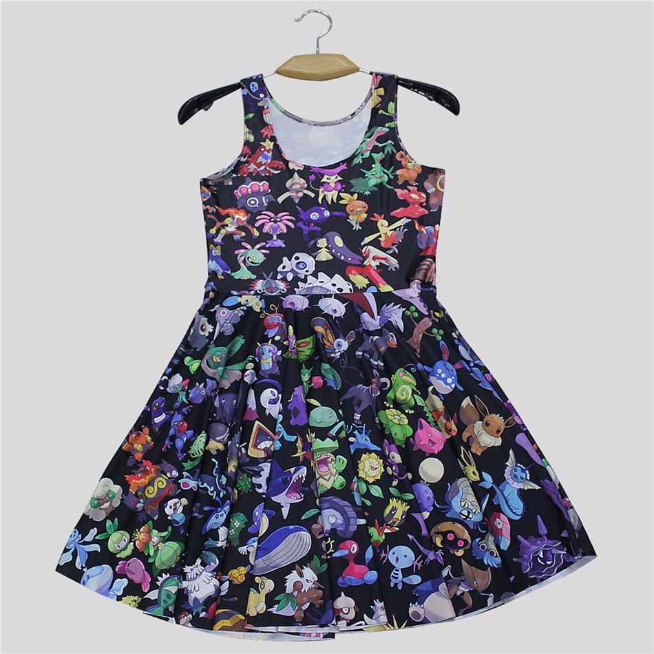 -Autunm-Dress-Sexy-Sleeveless-Women-Dresses-Pokemon-GO-Pikachu-Print-Vestidos-Woman-Skater-Dress-Wom-32745813143