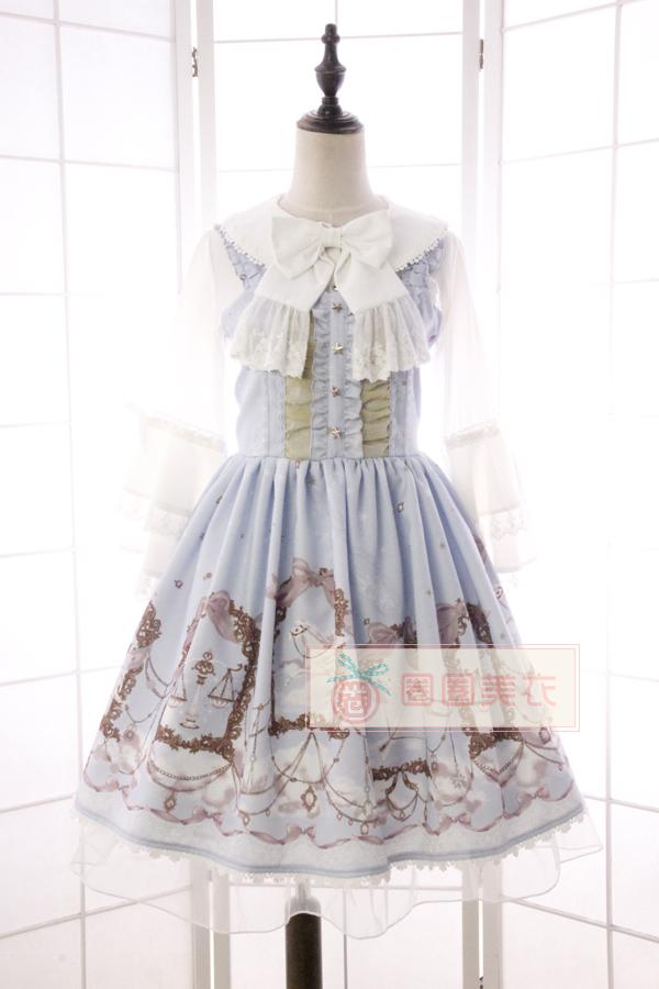 -New-Summer-Sweet-Mori-Girl-Lolita-Dress-Constellation-Pegasus-Agaric-Lotus-Leaf-Printed-JSK-Dress-w-32651925169