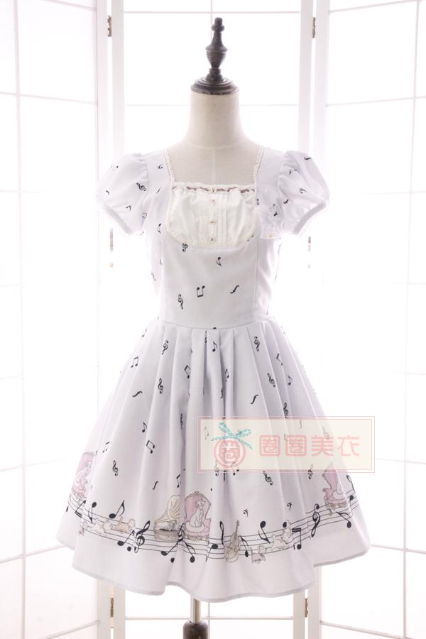 -Summer-New-Mori-Girl-Dress-Sweet-Musical-Note-Printed-Short-Puff-Sleeve-Dress-for-Women-32687647398