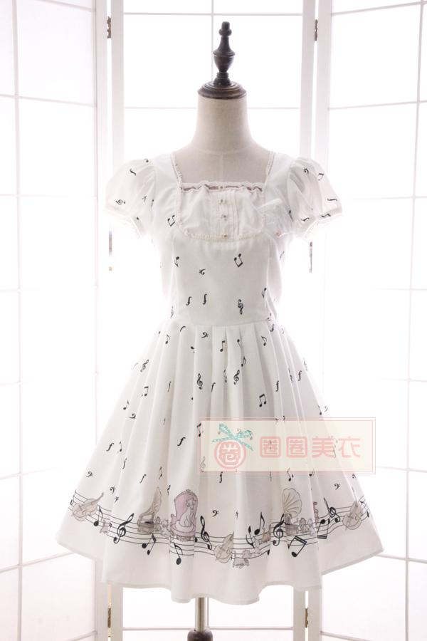 -Summer-New-Mori-Girl-Dress-Sweet-Musical-Note-Printed-Short-Puff-Sleeve-Dress-for-Women-32687647398