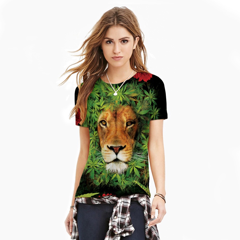 -Women-Men-Punk-Style-T-Shirt-Casual-Tee-Tops-Tiger-Head-amp-Hemp-Leaf-Digital-Printed-Short-Sleeve--32676186603