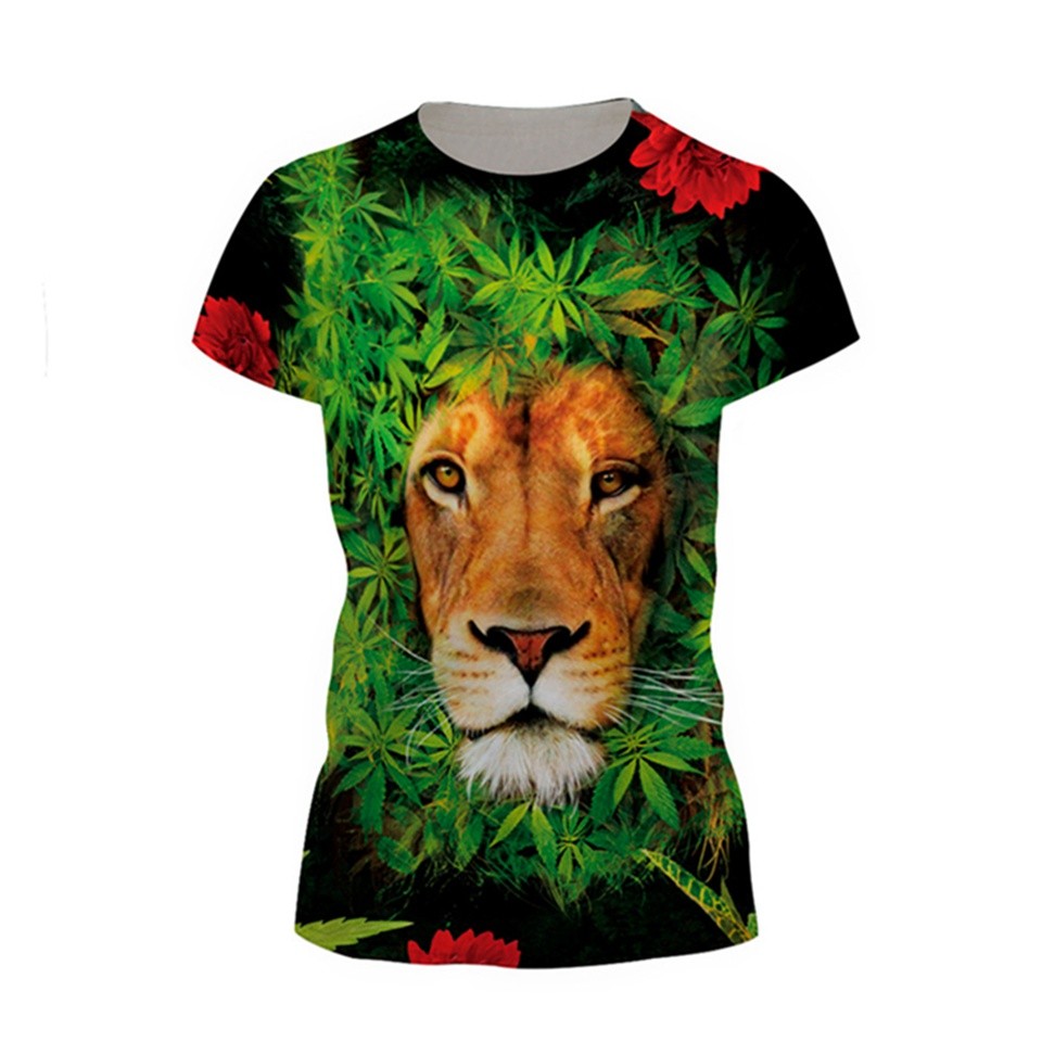 -Women-Men-Punk-Style-T-Shirt-Casual-Tee-Tops-Tiger-Head-amp-Hemp-Leaf-Digital-Printed-Short-Sleeve--32676186603