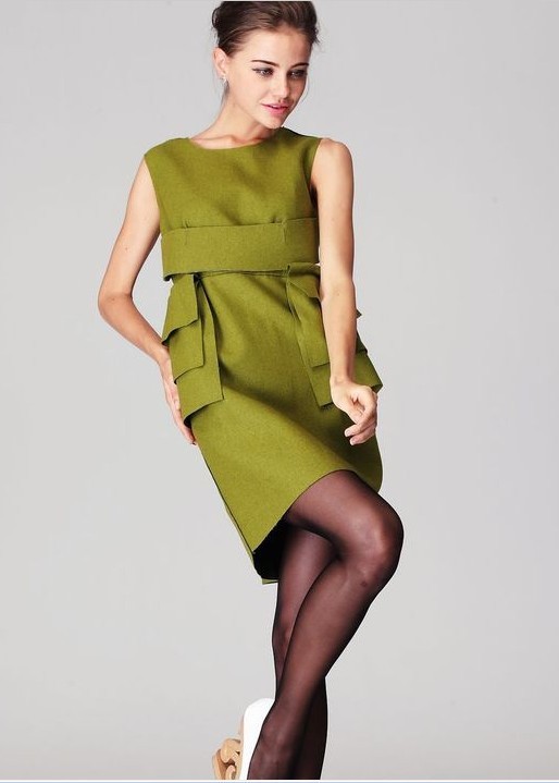 -new-2017-winter-100-High-grade-Green--Black-style-sleeveless-sophisticated-women-wool-dress-702910014