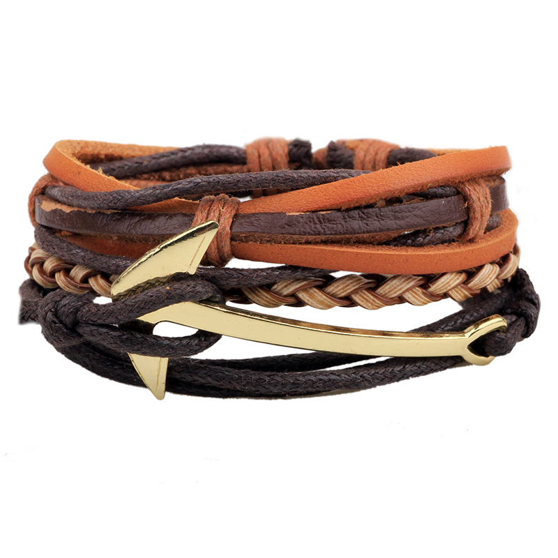 1-Set-4PCS-leather-bracelet-Men39s-multi-layer-bead-bracelet-women39s-retro-punk-casual-men39s-jewel-32754220329