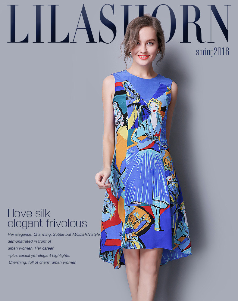 100-SIlk-Dress-Pure-Silk-Fabric-Women-Dresses-Official-Lady-Dress-Printed-Blue-Pattern-1738823610