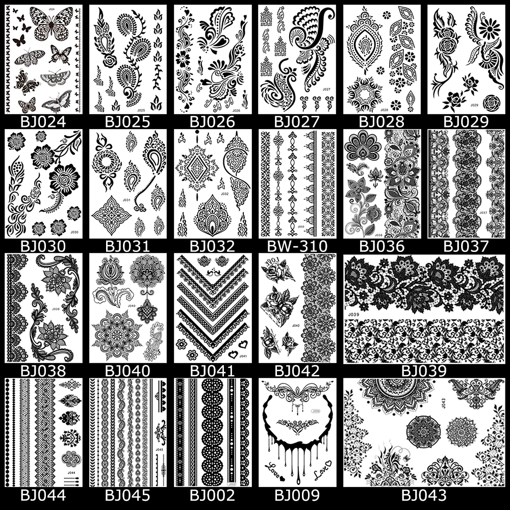 1PC-Fashion-Flash-Waterproof--Tattoo-Women-Black-Ink-Henna-Jewel-Sexy-Lace-BJ019-Flower-Pendant-Wed--32367379227