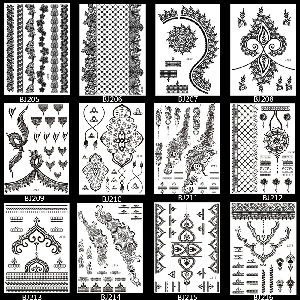 1PC-Fashion-Flash-Waterproof--Tattoo-Women-Black-Ink-Henna-Jewel-Sexy-Lace-BJ019-Flower-Pendant-Wed--32367379227