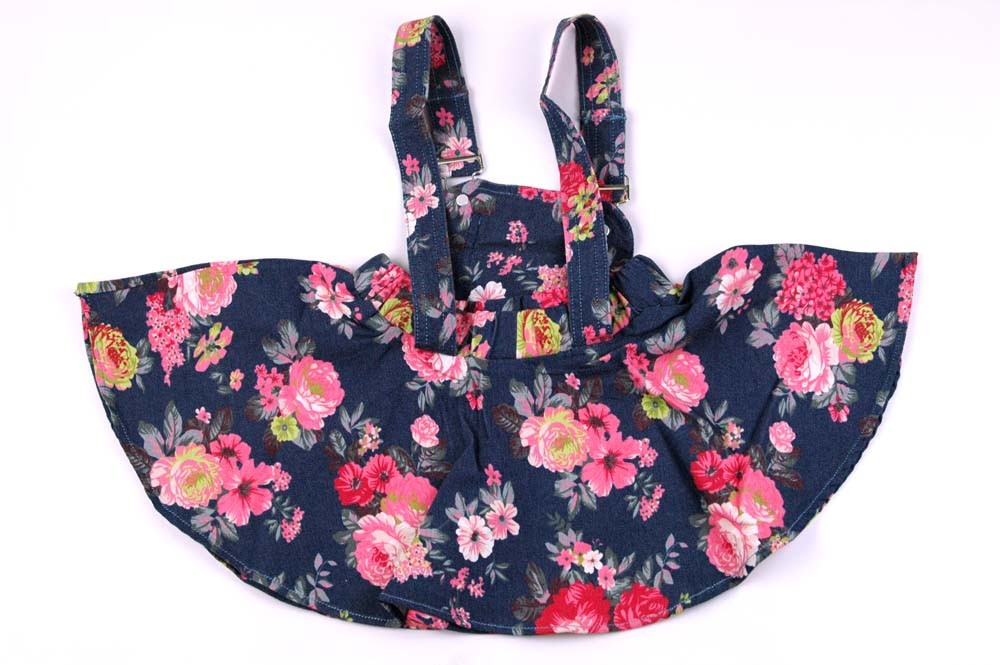 2-5Y-Child-multi-Flowers-Print-Strap-Dress-butterfly-shape-Rhinestones-Girl39s-stainless-button-Slip-32621899792