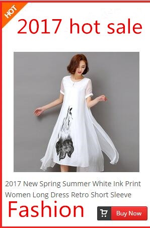 2-Pieces-New-2017--Summer-China-Ink-Print-Women-Plus-Size-Dress-Cotton-Linen--A-line-Casual-O-neck-V-32630619643