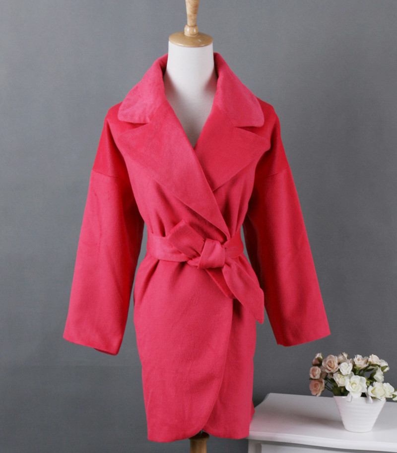 2015--Women-Coats-pure-color-Large-lapel--belt-Blends-Korean-Style-Brief--Overcoats-Trench-lady-Loos-32323540323