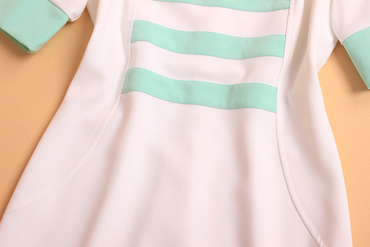 2015-Summer-New-Fashion-Daily-Women39s-Short-Sleeve-Plus-XXL-Stripes-Contrast-Color-Light-Green-amp--32308109977