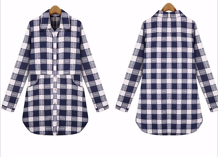 2016-Autumn-European-Plus-size-XL--5XL--Breasted-Plaid-Cotton-Women-Long-Blouses-Long-Sleeve-Shirts--32704528313