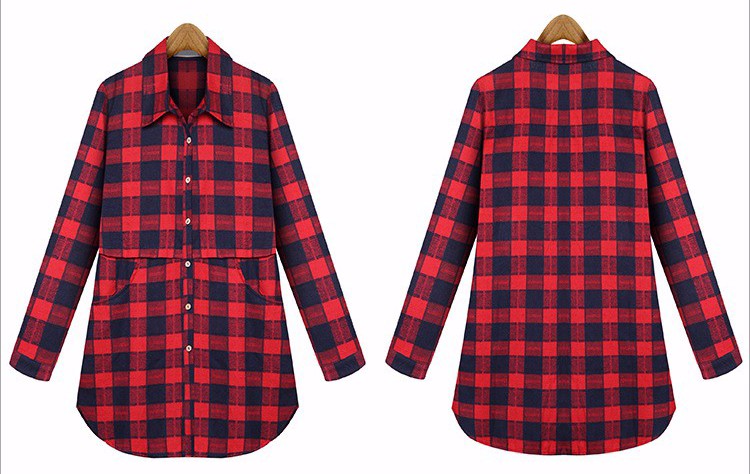 2016-Autumn-European-Plus-size-XL--5XL--Breasted-Plaid-Cotton-Women-Long-Blouses-Long-Sleeve-Shirts--32704528313