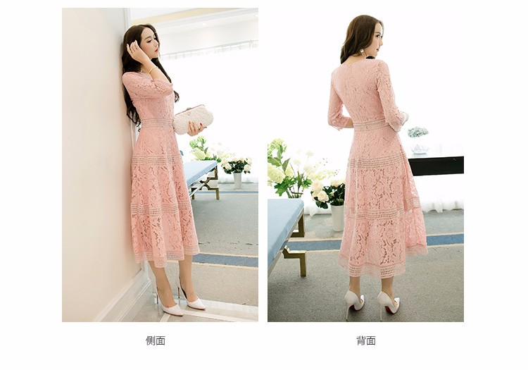 2016-Autumn-Women-lace-long-dress-pinched-waist-casual-party-dress-longos-vestidos-plus-size-female--32710062151