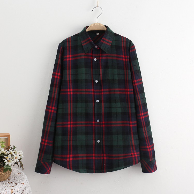 2016-Fashion-Plaid-Shirt-Female-College-style-women39s-Blouses-Long-Sleeve-Flannel-Shirt-Plus-Size-C-32648794649