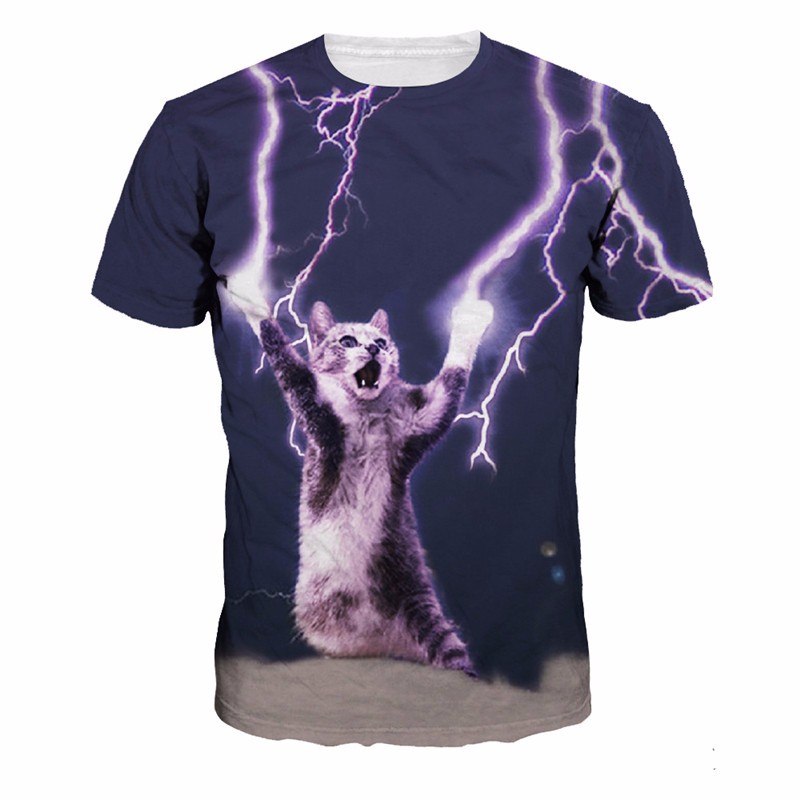 2016-New-Arrive-T-shirt-Casual-t-shirt-Men39s-tshirt-Tops-Fashion-Tee-Shirts-Lightning-Super-Cat-Sum-32631913045