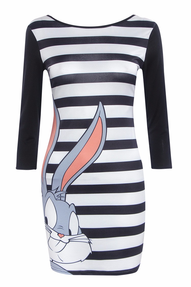 2016-New-Fashion-women-summer-style-cute-bodycon-vintage-cartoon-print-striped-rabbit-sexy-slim-mini-32664489461