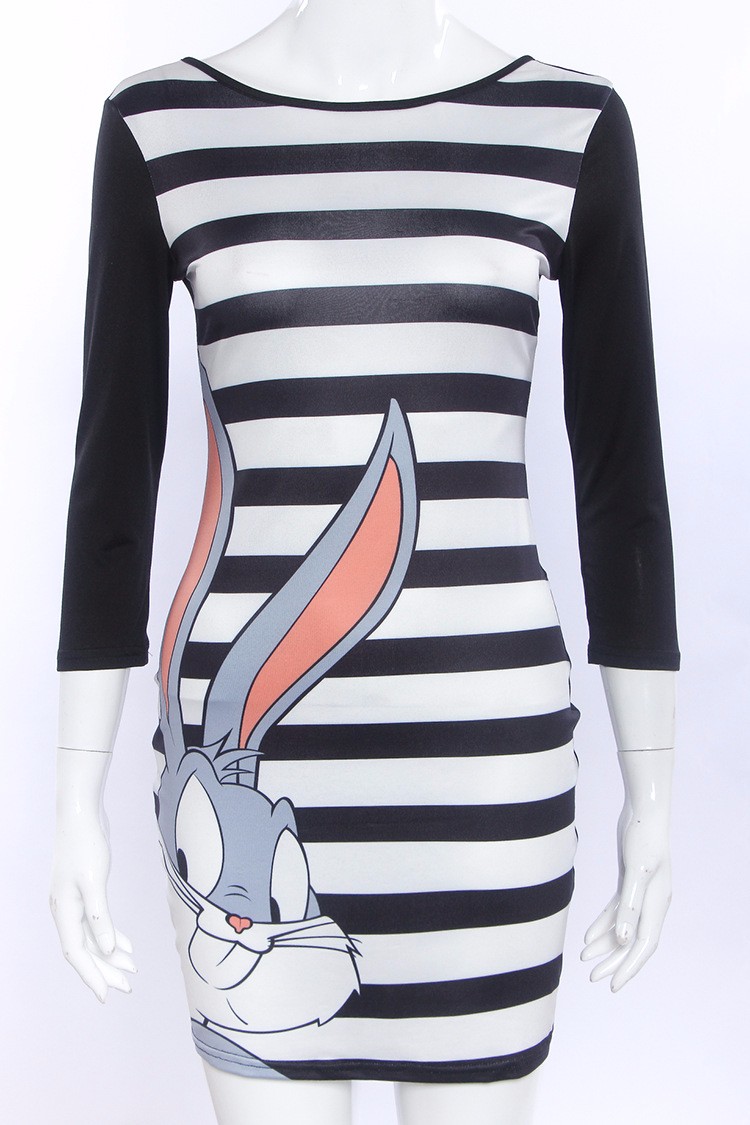 2016-New-Fashion-women-summer-style-cute-bodycon-vintage-cartoon-print-striped-rabbit-sexy-slim-mini-32664489461